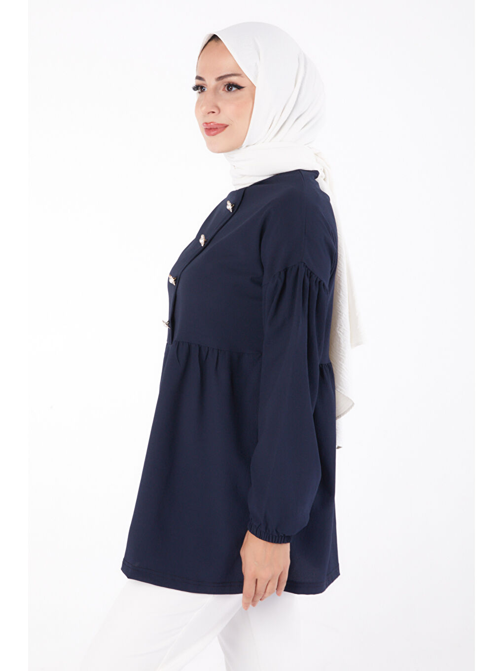 Taşlı Tunik Lacivert - 13294-2