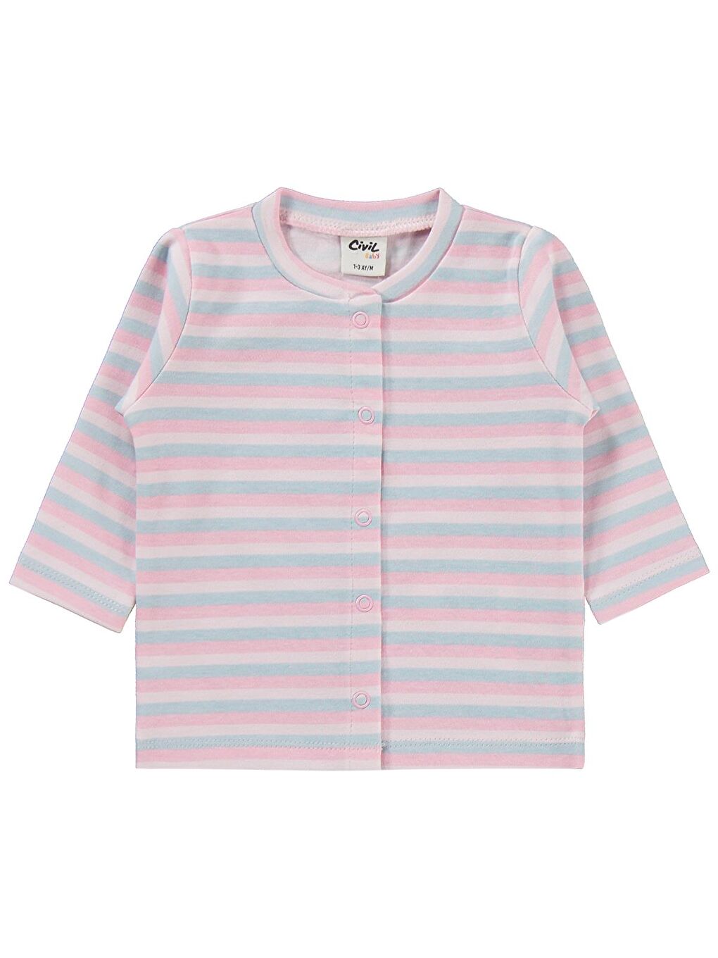 Y26Y355 Baby Çizgili Basic 1-9 Ay Pijama Takımı - Ekru 9-12 Ay-1