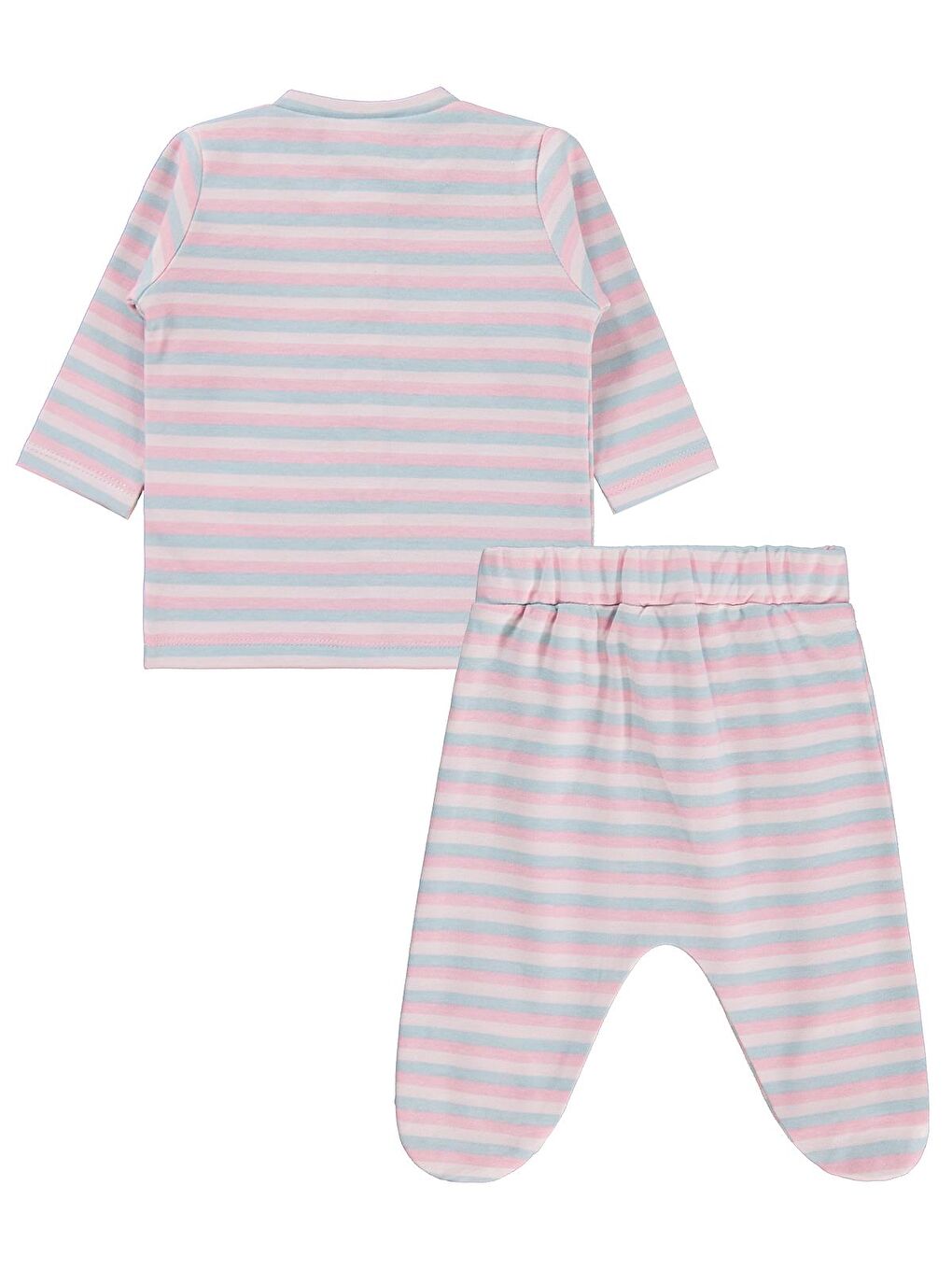 Y26Y355 Baby Çizgili Basic 1-9 Ay Pijama Takımı - Ekru 9-12 Ay-2