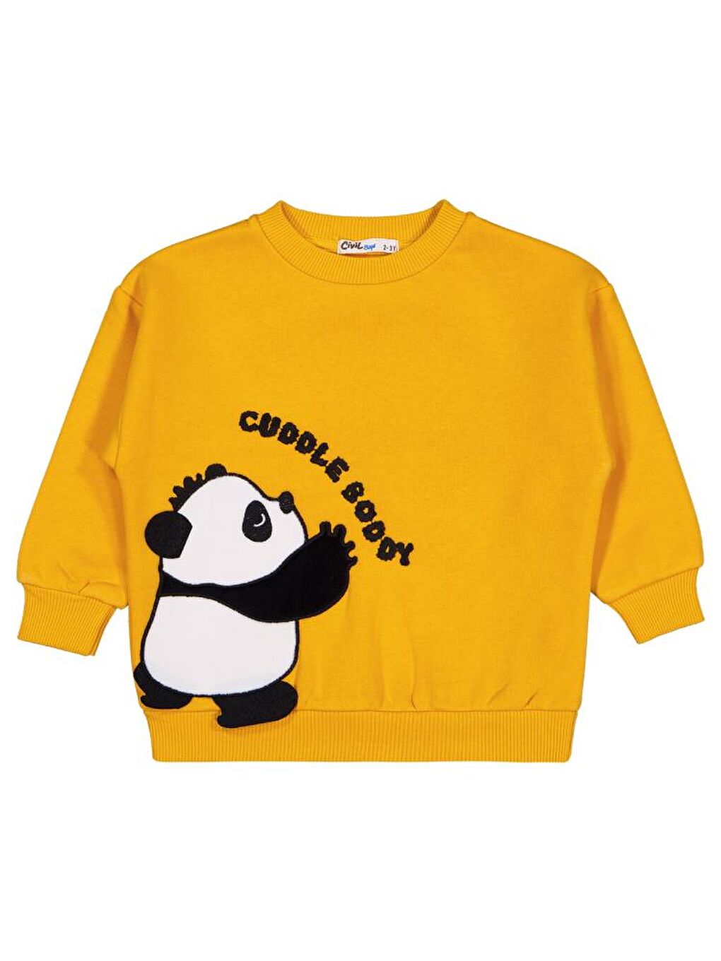 Sarı Boys Panda Nakışlı 2-5 Yaş Sweatshirt-1