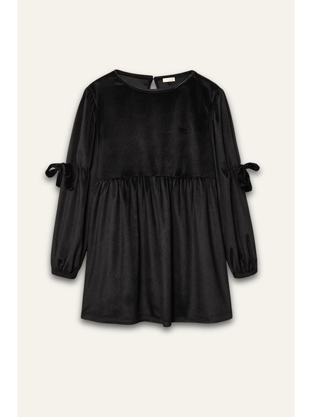 Kız Çocuk Kadife Elbise - Siyah