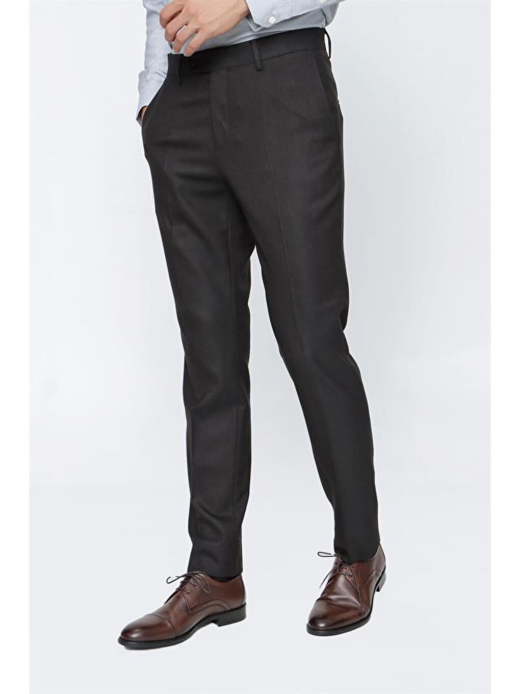 Koyu Kahverengi Esnek Yandan Cepli Classic Slim Fit Erkek Pantolon 1003225167