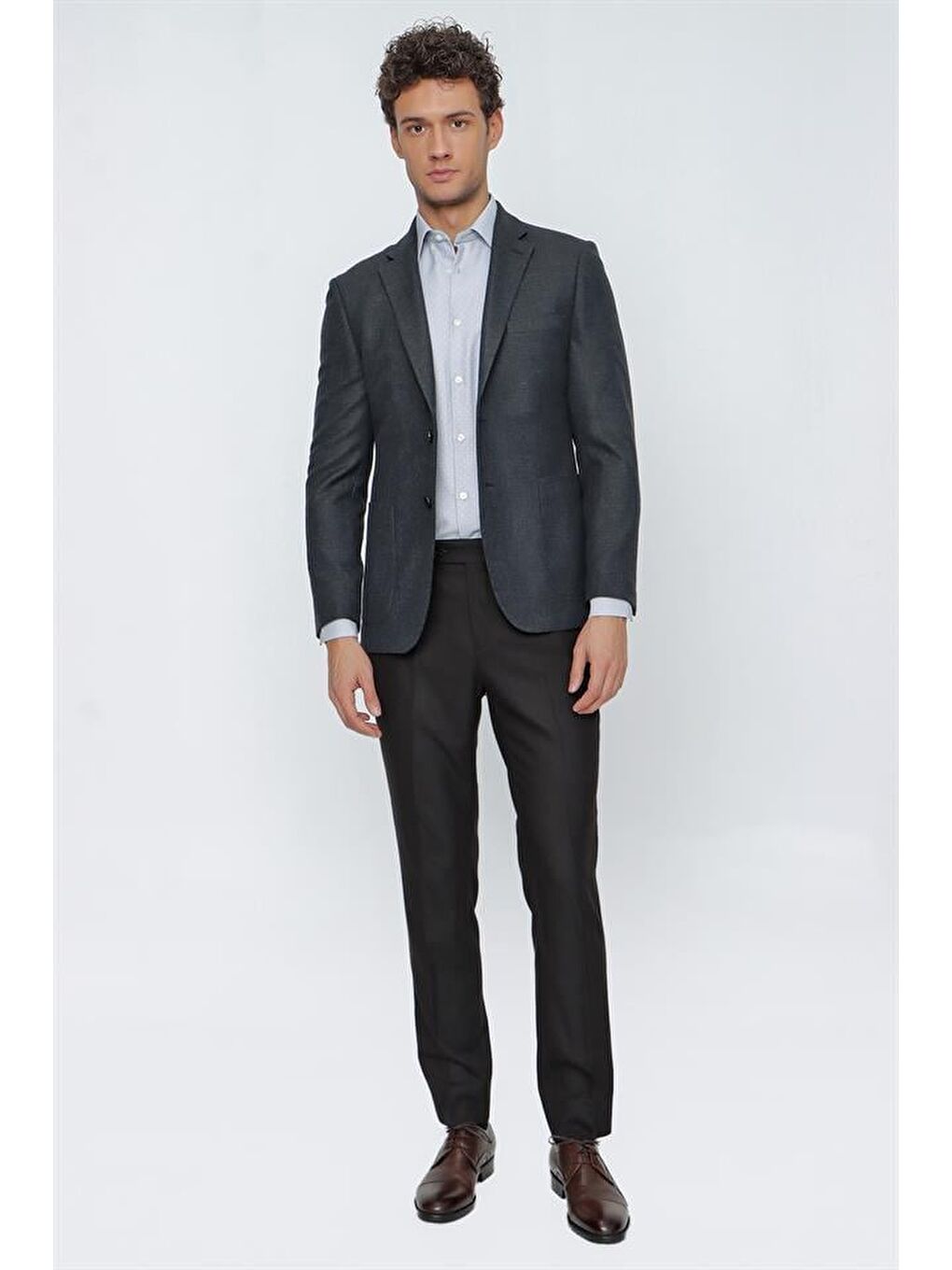 Koyu Kahverengi Esnek Yandan Cepli Classic Slim Fit Erkek Pantolon 1003225167-2