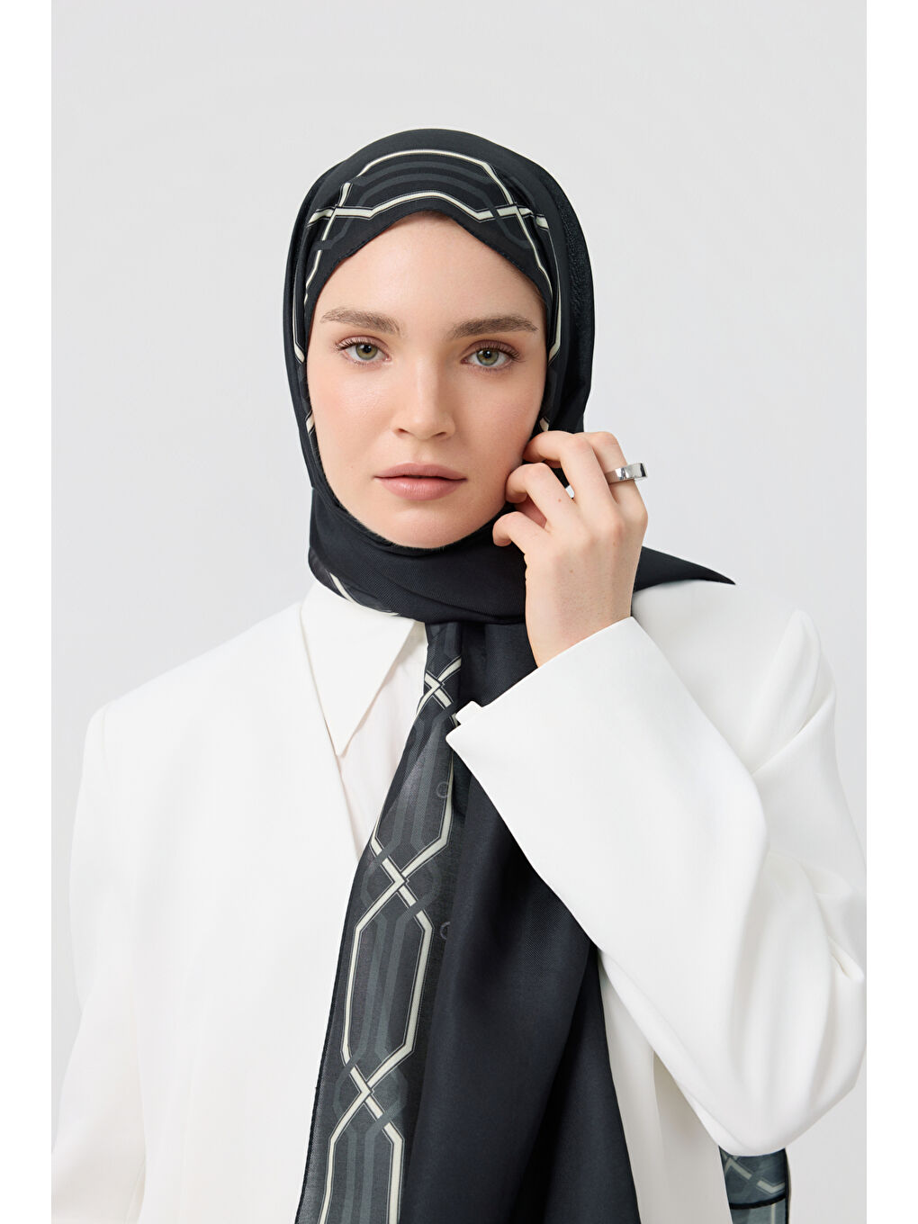 Pamuk Twill Şal İnterlock Siyah