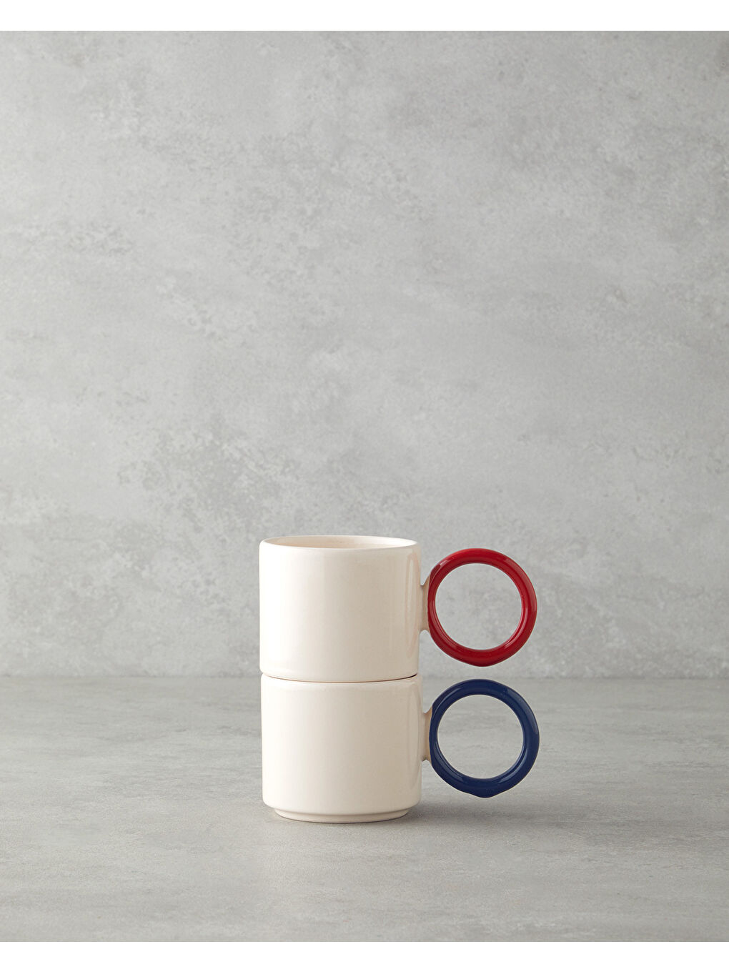 Twin Halo Seramik 2'li Kupa 184 ml Kırmızı - Lacivert-1