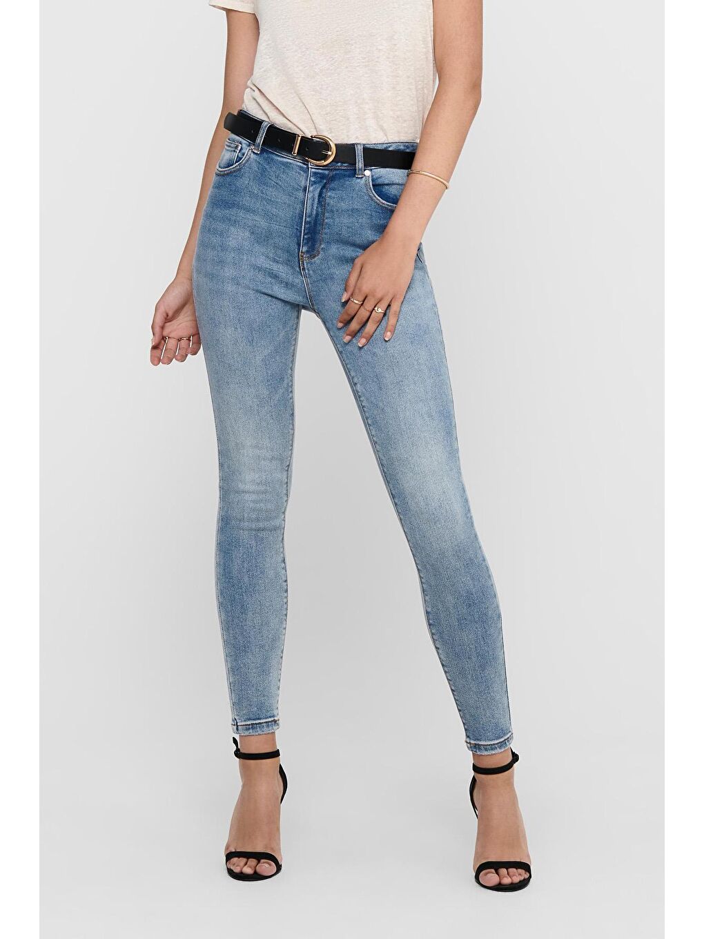 Only Açık Mavi Onlmila Pamuklu Yüksek Bel Skinny Fit Dar Paça Jeans Kadın Jean Pantolon