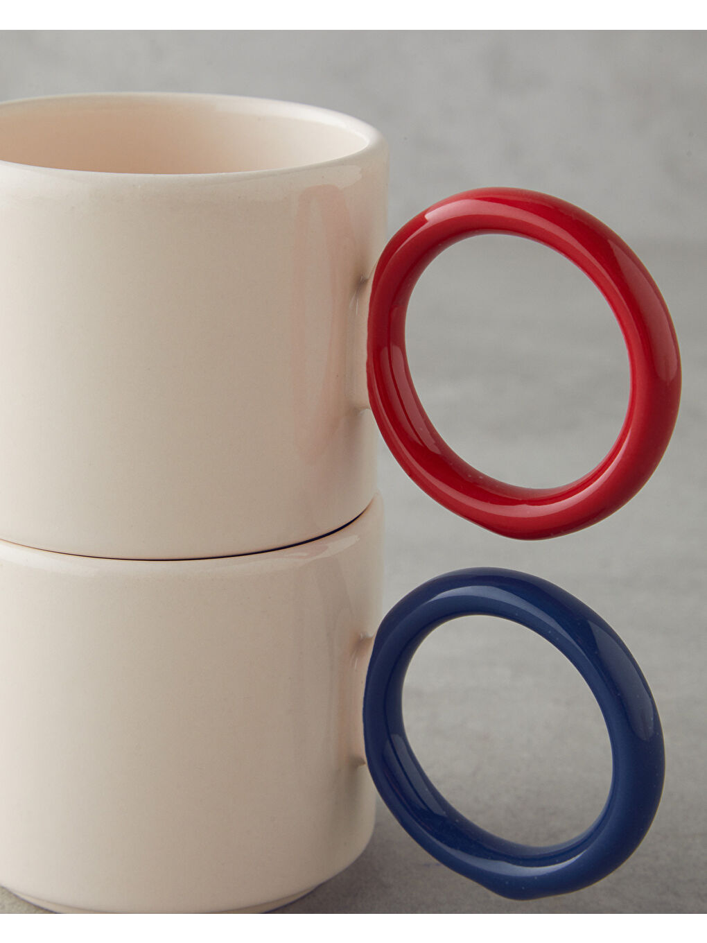 Twin Halo Seramik 2'li Kupa 184 ml Kırmızı - Lacivert-2