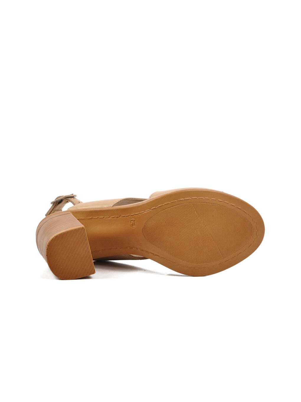 Bej Hakiki Deri Kadın Topuklu Sandalet 24381500 Z-4