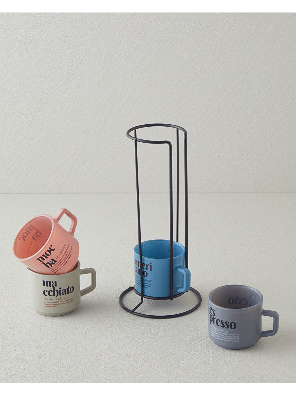 Beyaz Duskfall Cam Standlı ve 4’lü Kupa 180 ml Renkli-1