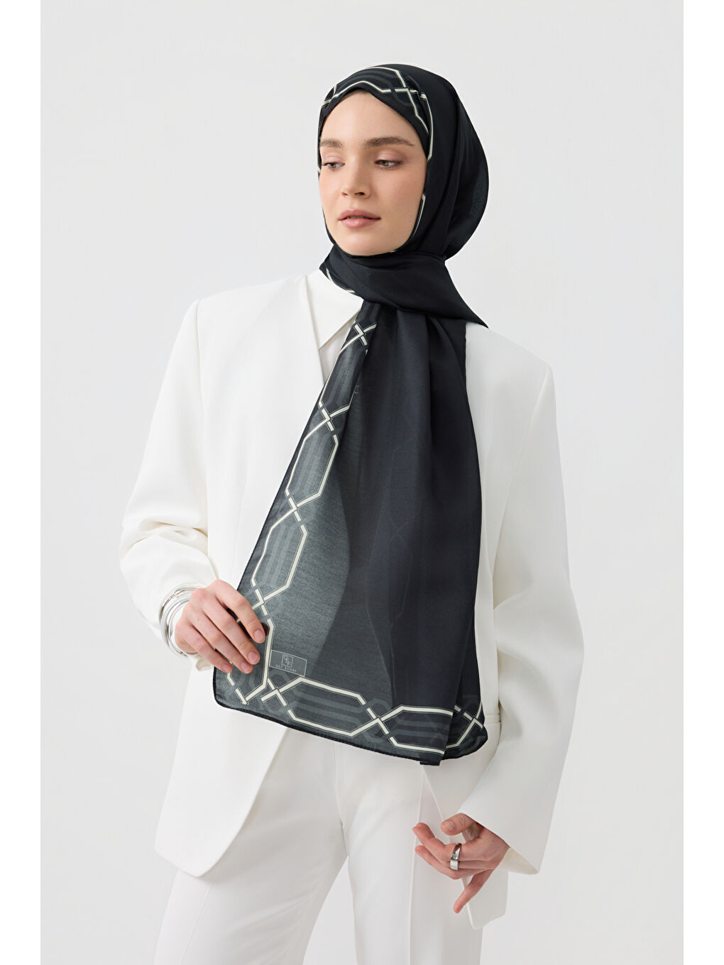 Pamuk Twill Şal İnterlock Siyah-1