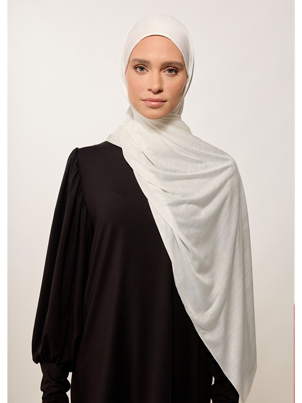 Tesettür Şal - Beyaz Jarsey