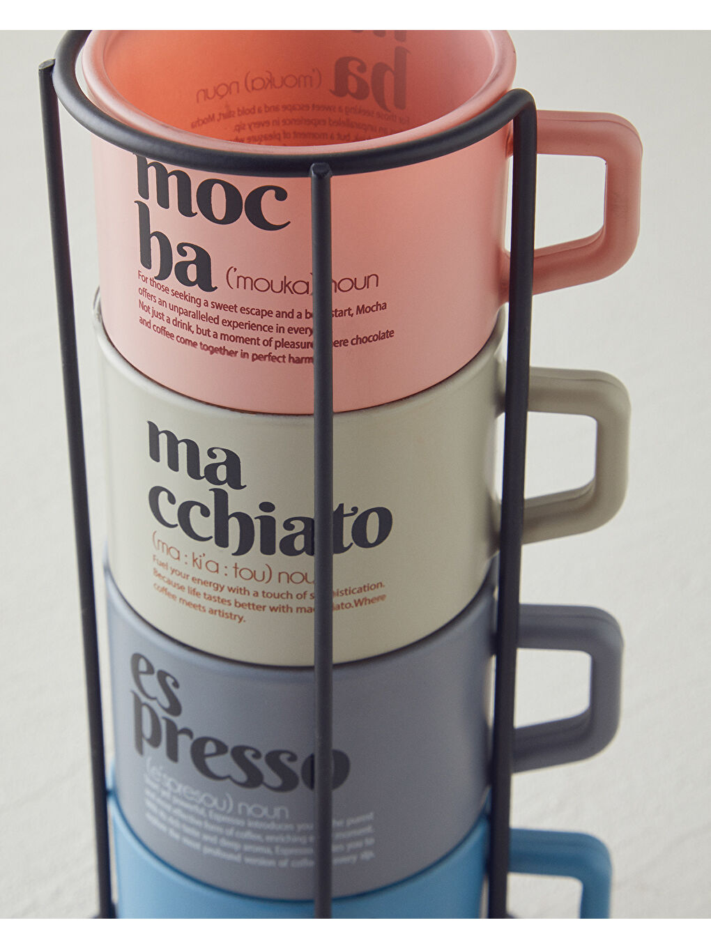 Beyaz Duskfall Cam Standlı ve 4’lü Kupa 180 ml Renkli-2