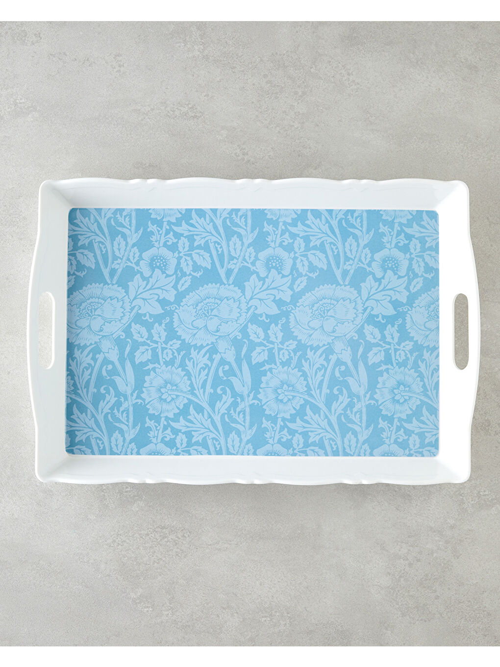 Beyaz Flowery Melamin Tepsi 46x32 cm Renkli