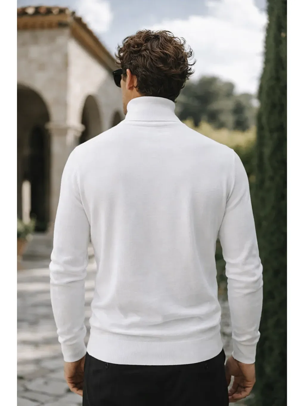 Erkek Kışlık Slim Fit Beyaz Kazak-4