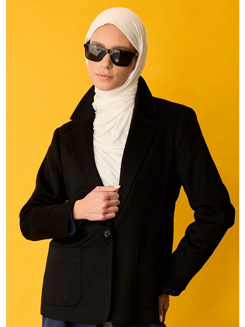 Tesettür Şal - Beyaz Jarsey-2