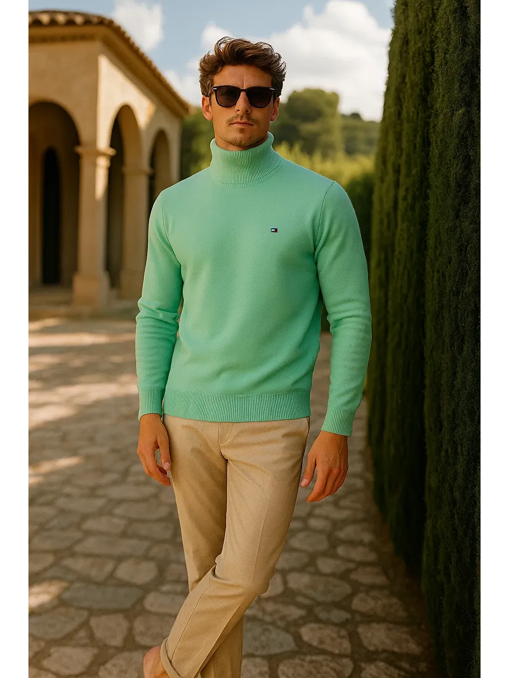 Yeşil Erkek Kışlık Slim Fit Mint Kazak-3