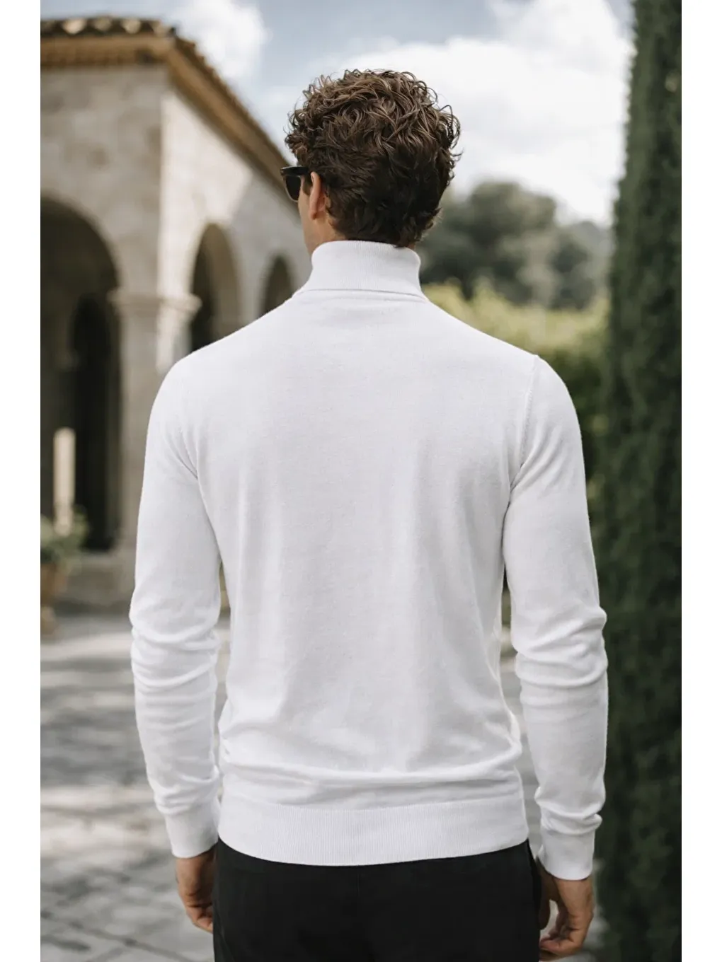 Erkek Kışlık Slim Fit Beyaz Kazak-5