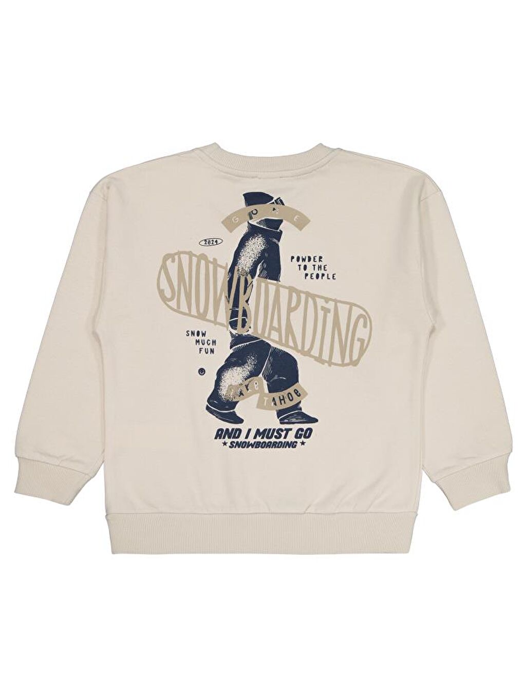 Bej Boys Snowboarding Baskılı 6-9 Yaş Sweatshirt-1