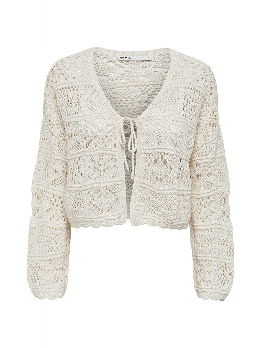 Ekru Onlbeach Pamuklu Regular Fit V Yaka Triko Kadın Hırka 15257604-5