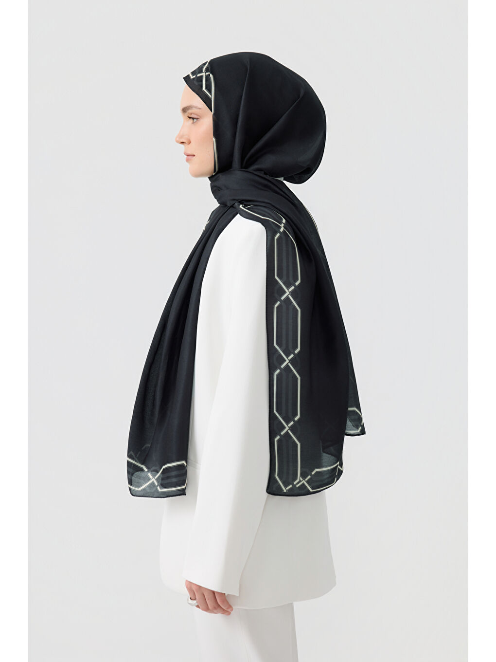 Pamuk Twill Şal İnterlock Siyah-3