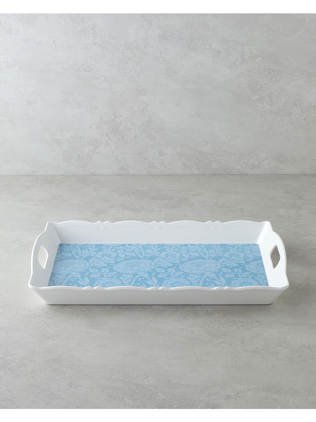 Beyaz Flowery Melamin Tepsi 46x32 cm Renkli-1