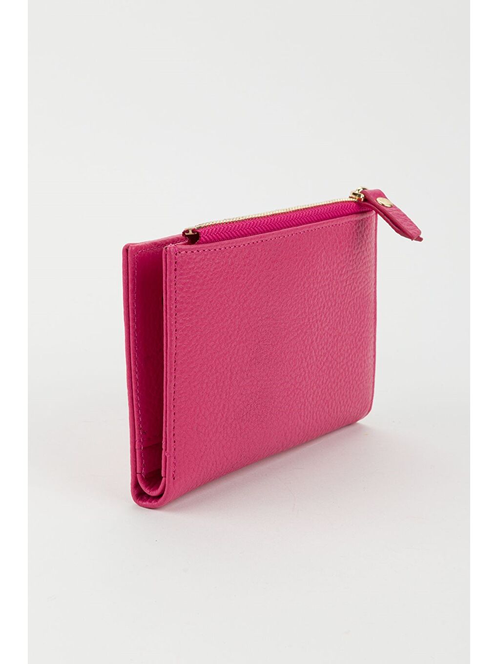 Fuşya Kutulu Hakiki Deri Mürdüm Orta Boy Kadın El Portföyü Kartlık Cüzdan-1