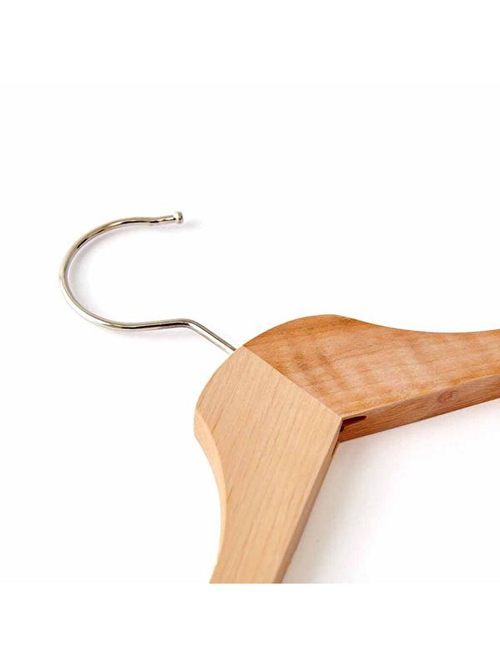 Bej 3'lü Ahşap Elbise Askısı-1