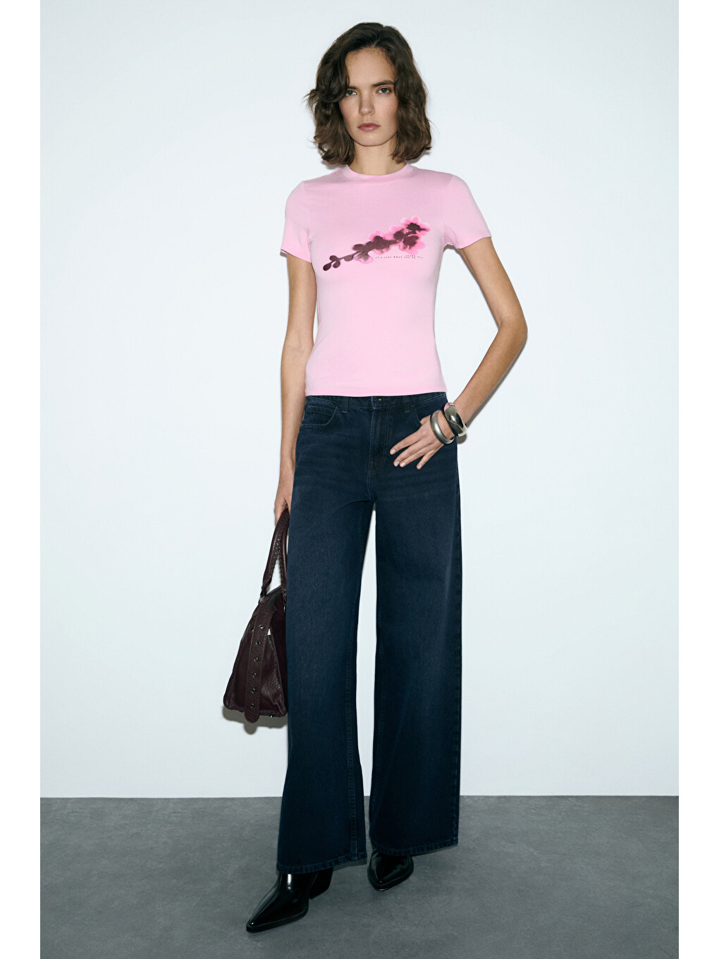 Pembe IMPERIA Kadın Yumuşak Kumaşlı Organik Pamuklu Baskı Detaylı PEMBE T-Shirt-2