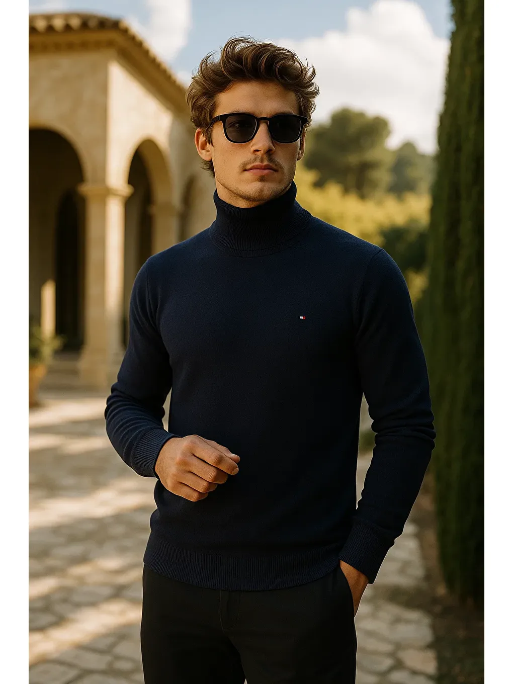 Erkek Kışlık Slim Fit Lacivert Kazak-1