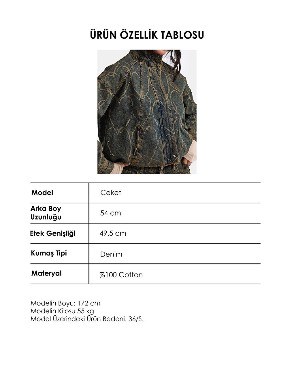 Mavi Kadın Koyu Jean T-9w6-8 Oversize Bomber Özel Desen Taş Tasarım Denim Ceket-6