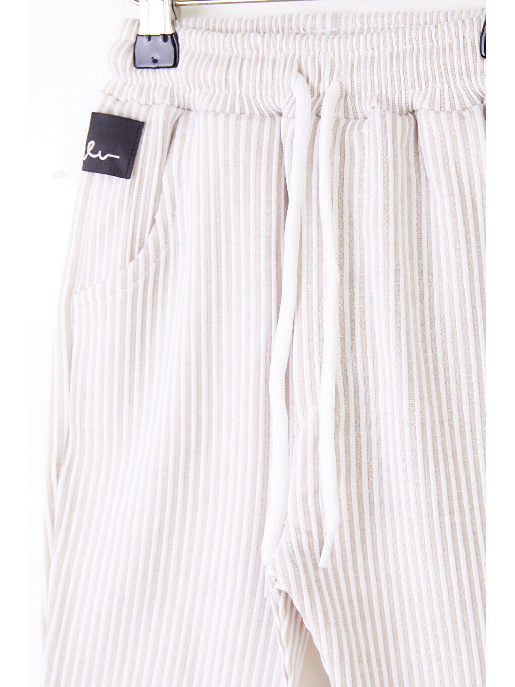 Bej Kız Çocuk Taş Duble Çizgili Pantolon - 26103-1