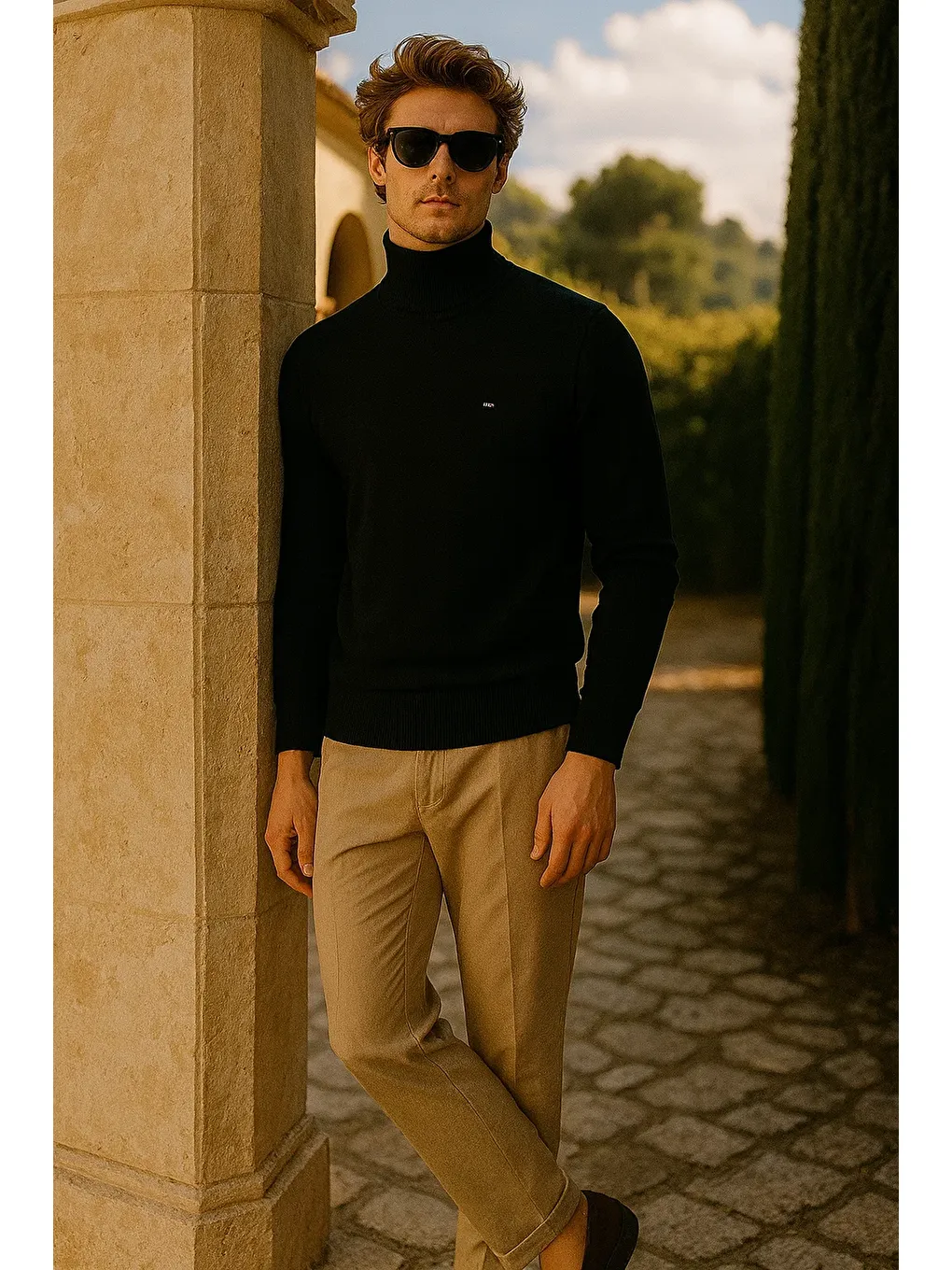 Erkek Kışlık Slim Fit Siyah Kazak-3