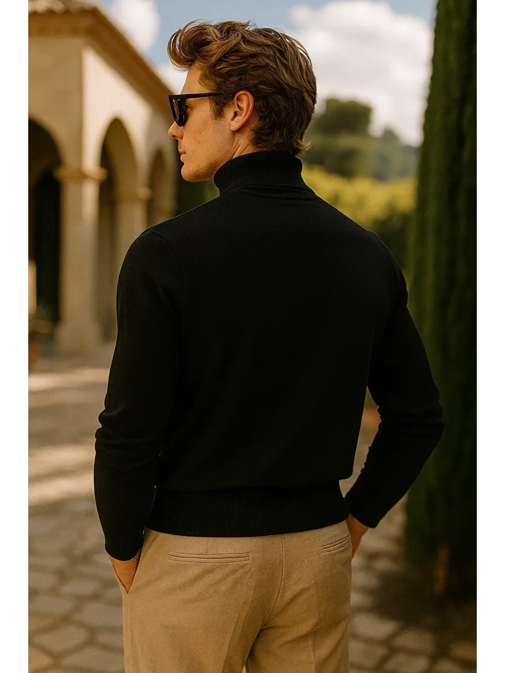 Erkek Kışlık Slim Fit Siyah Kazak-4