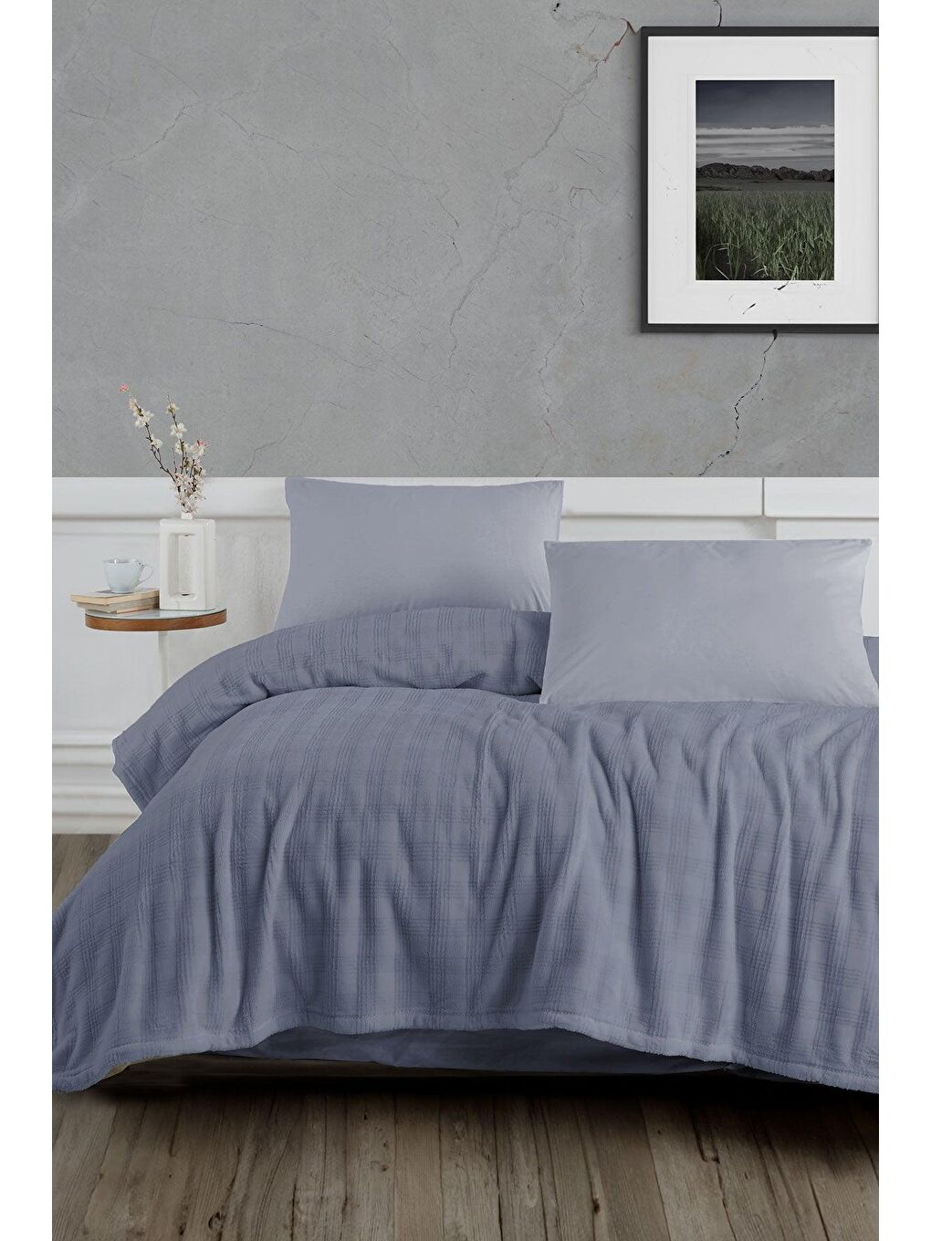 Rest Wellsoft Tek Kişilik Battaniye Tv Battaniyesi Mavi (150x220 cm) Kareli