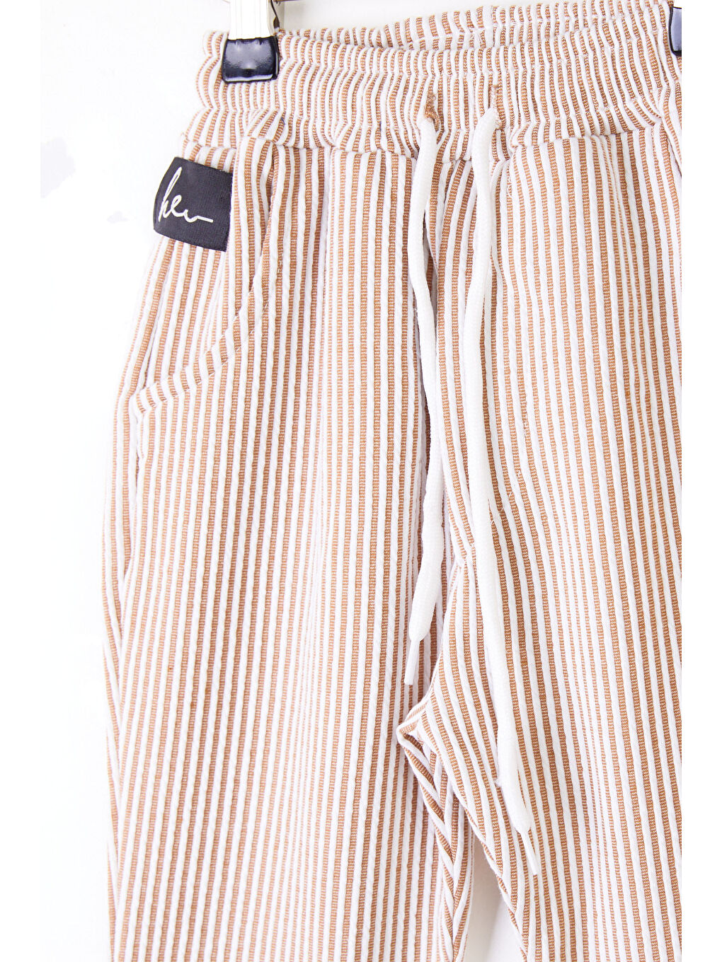 Bej Kız Çocuk Vizon Duble Çizgili Pantolon - 26103-1