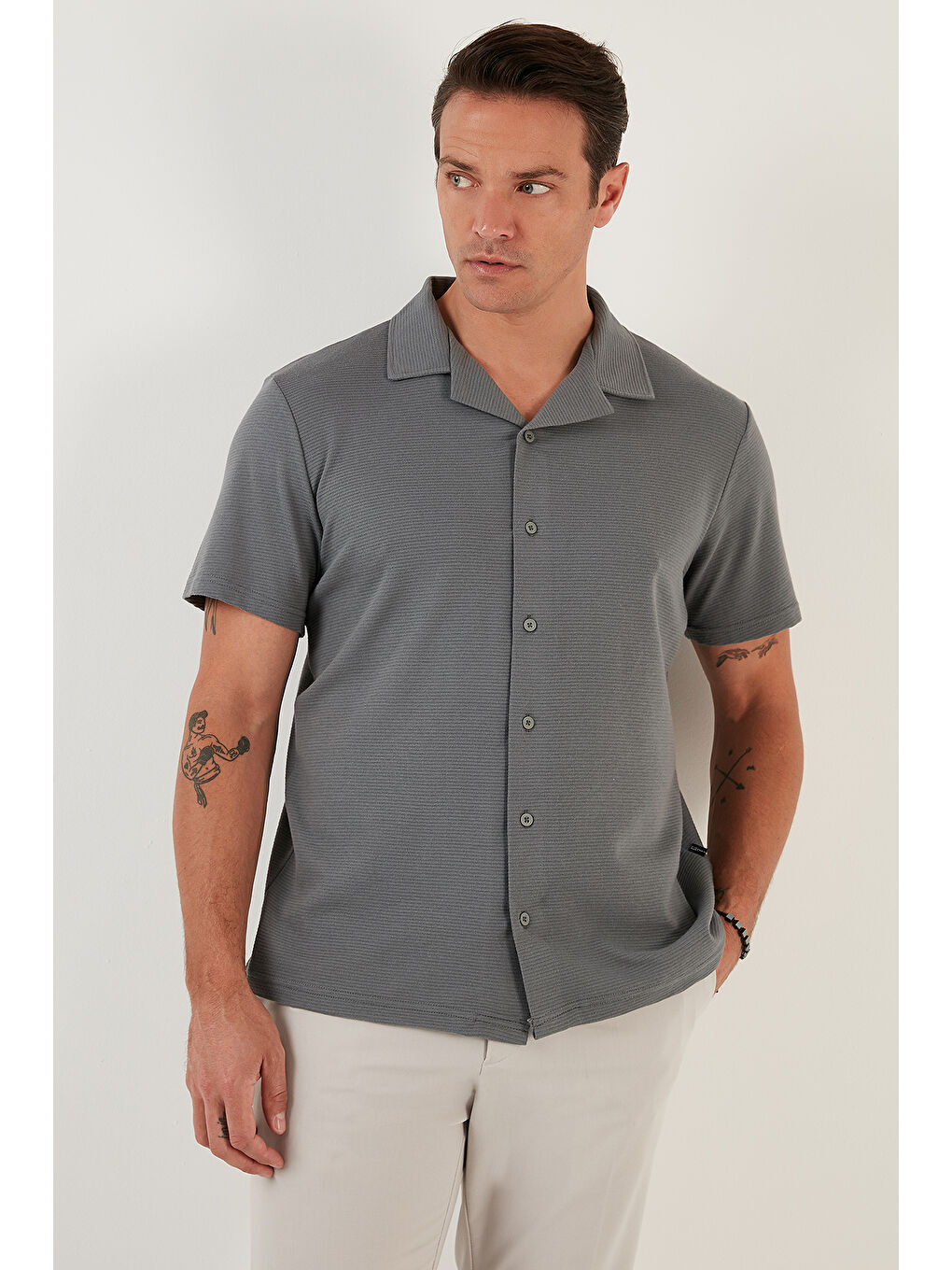 Siyah Pamuklu Regular Fit Kısa Kollu 2'li Paket Gömlek 5902640S2-2