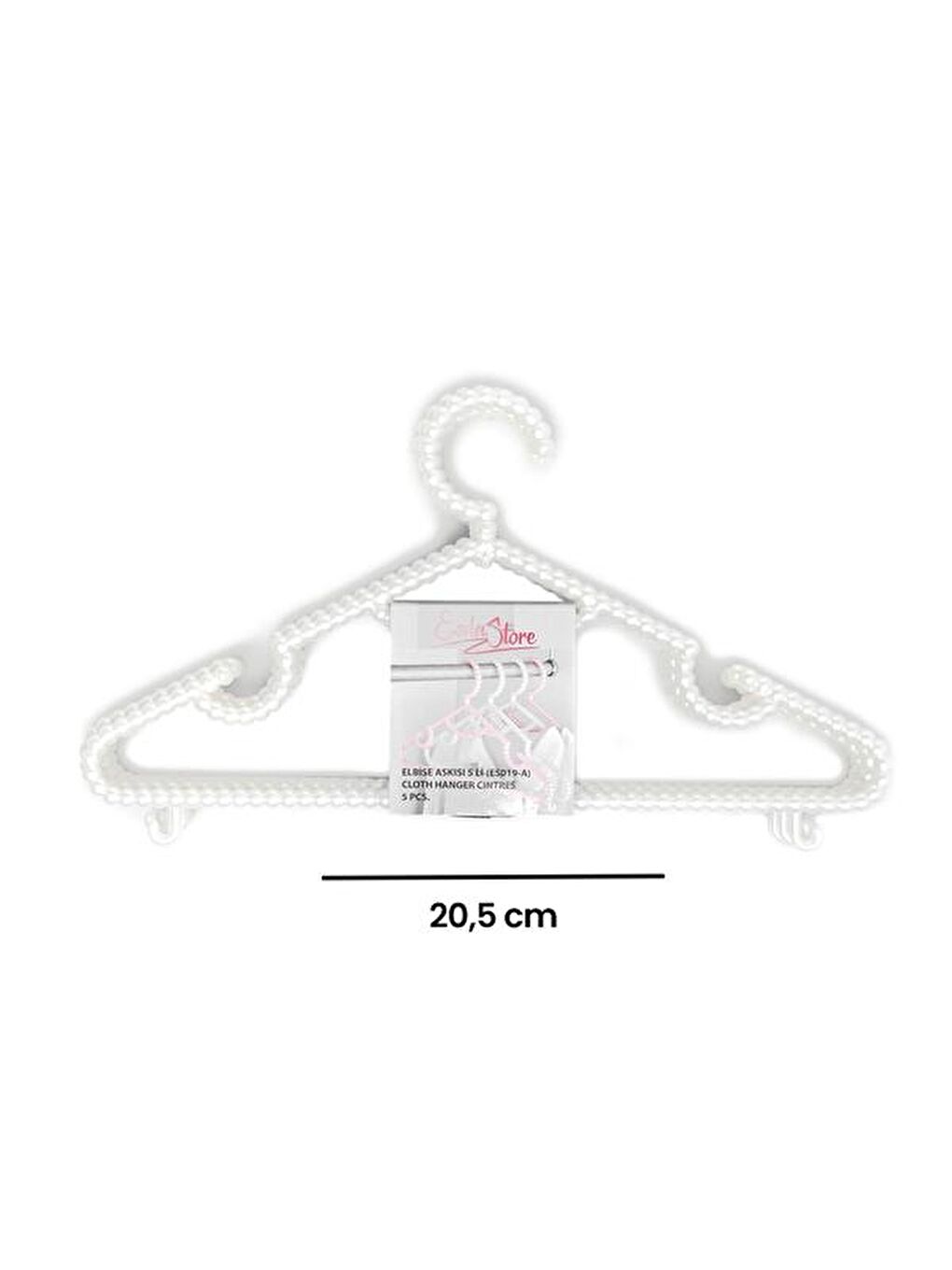 Beyaz İnci Desen 5'li Elbise Askısı-2