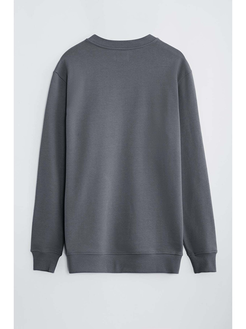 Travıs Erkek Organik Kumaşlı Yumuşacık Regular Fit Yuvarlak Yakalı Koyu Gri Sweatshirt-5