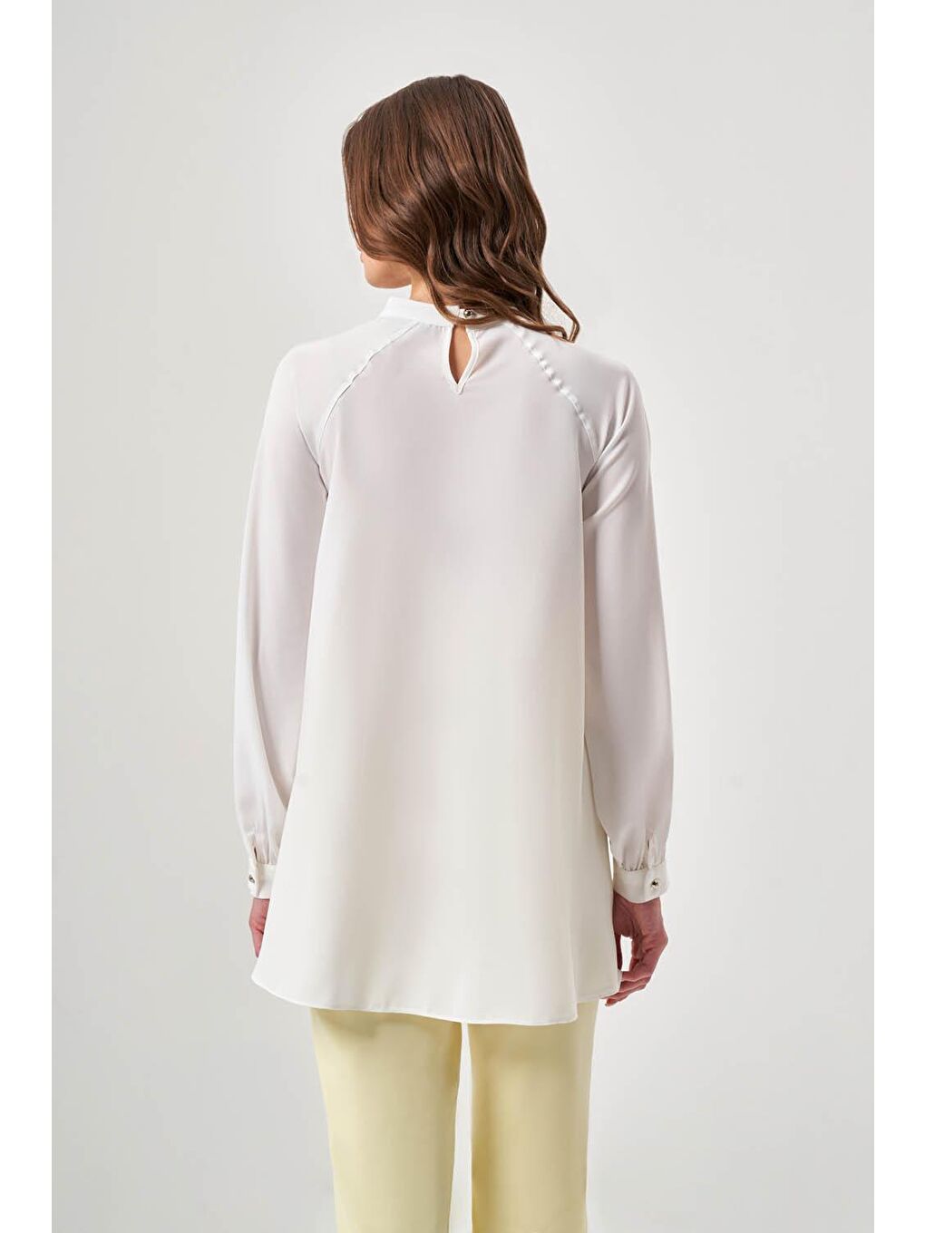 Piliseli Parçalı Ekru Tunik-3