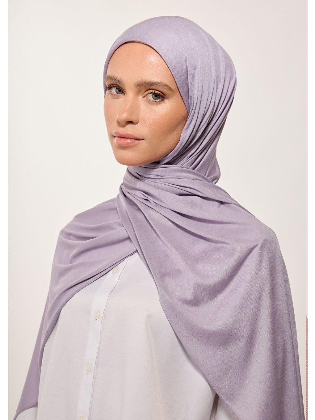 Lila Tesettür Şal - Lavanta Jarsey-1