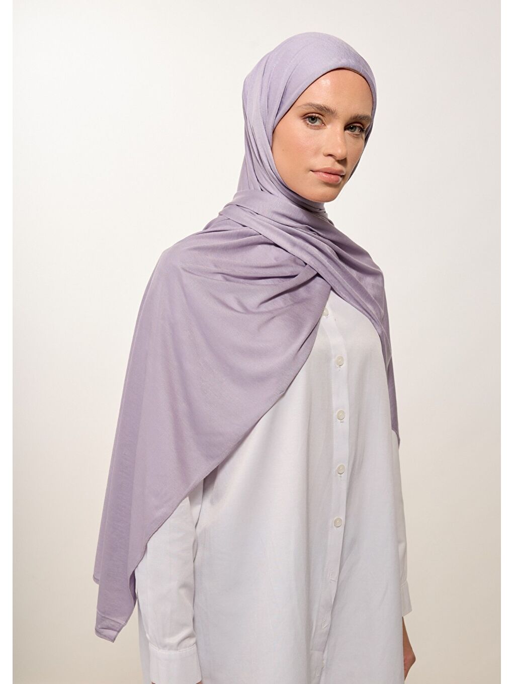 Lila Tesettür Şal - Lavanta Jarsey-3