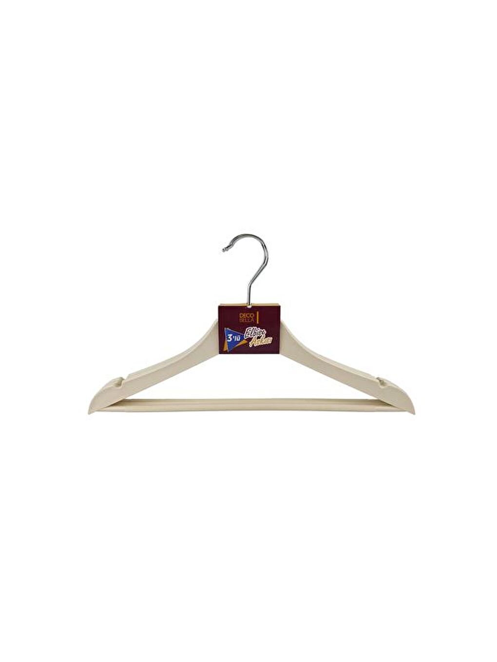 Ekru Ahşap Görünümlü 3'lü Plastik Askı - Krem