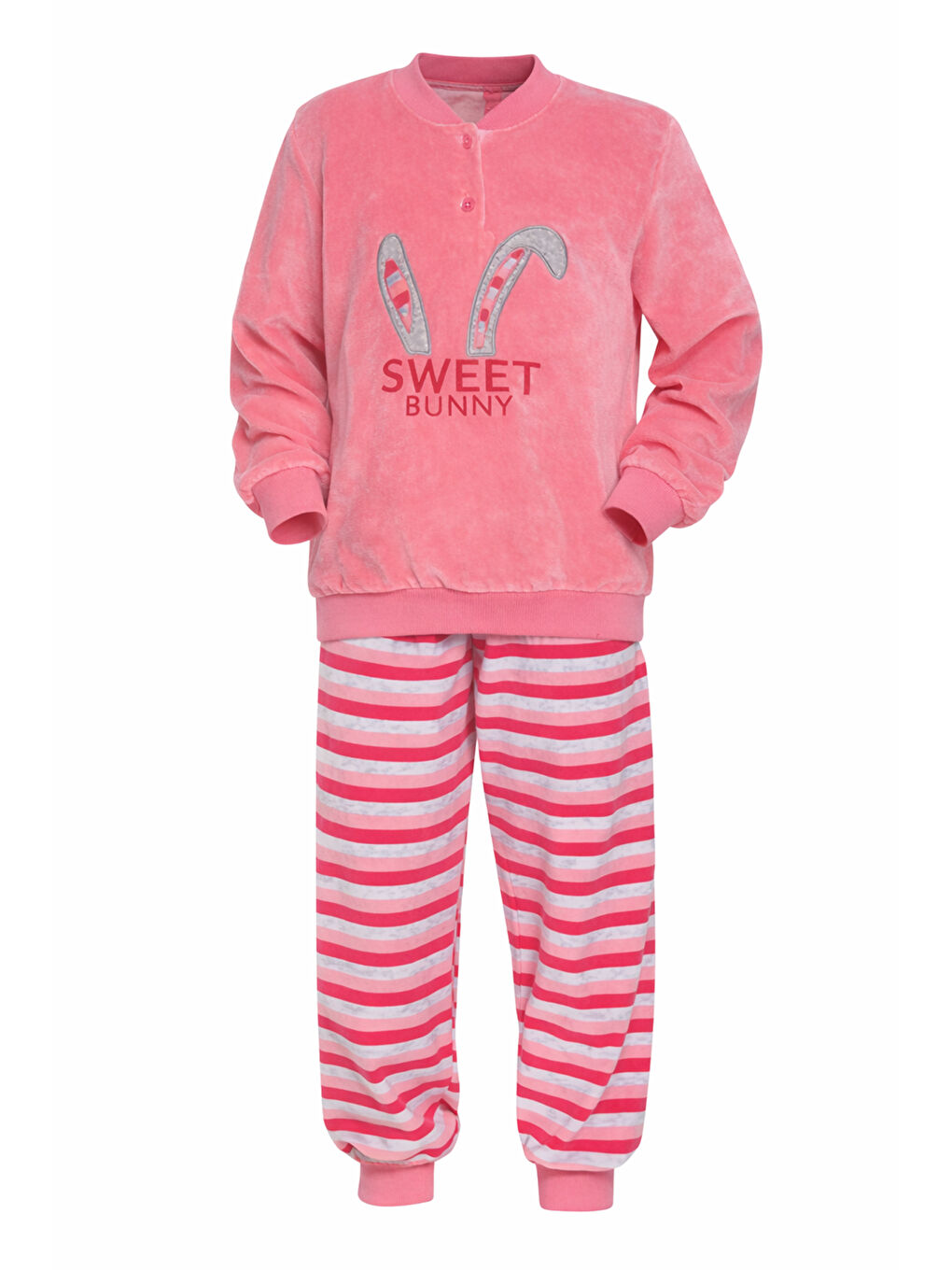 Kız Çocuk Kadife Pijama Takımı 1667 Pembe01-1