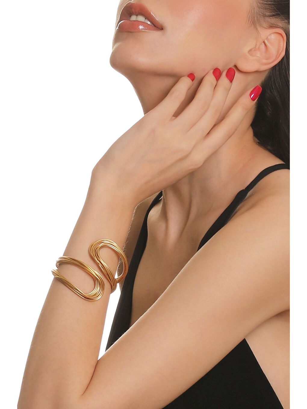 Sarı Kadın Mat Altın Kaplama Ayarlanabilir Tel Sarma El Yapımı Bileklik-1