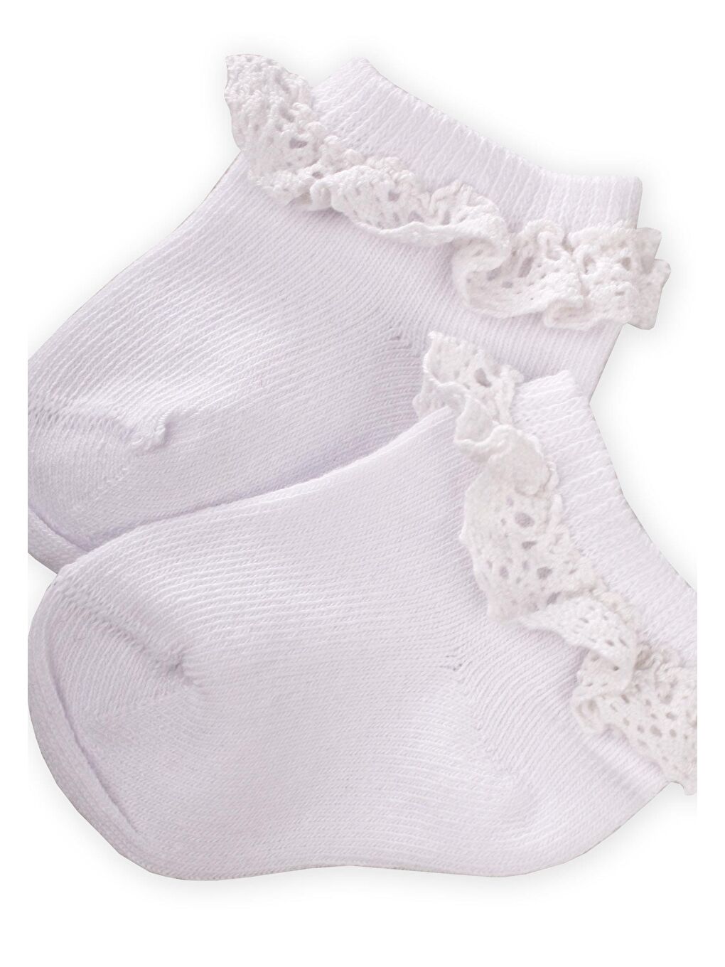 Dantelli Bebe Patik Çorabı 0-4 Yaş Beyaz-1