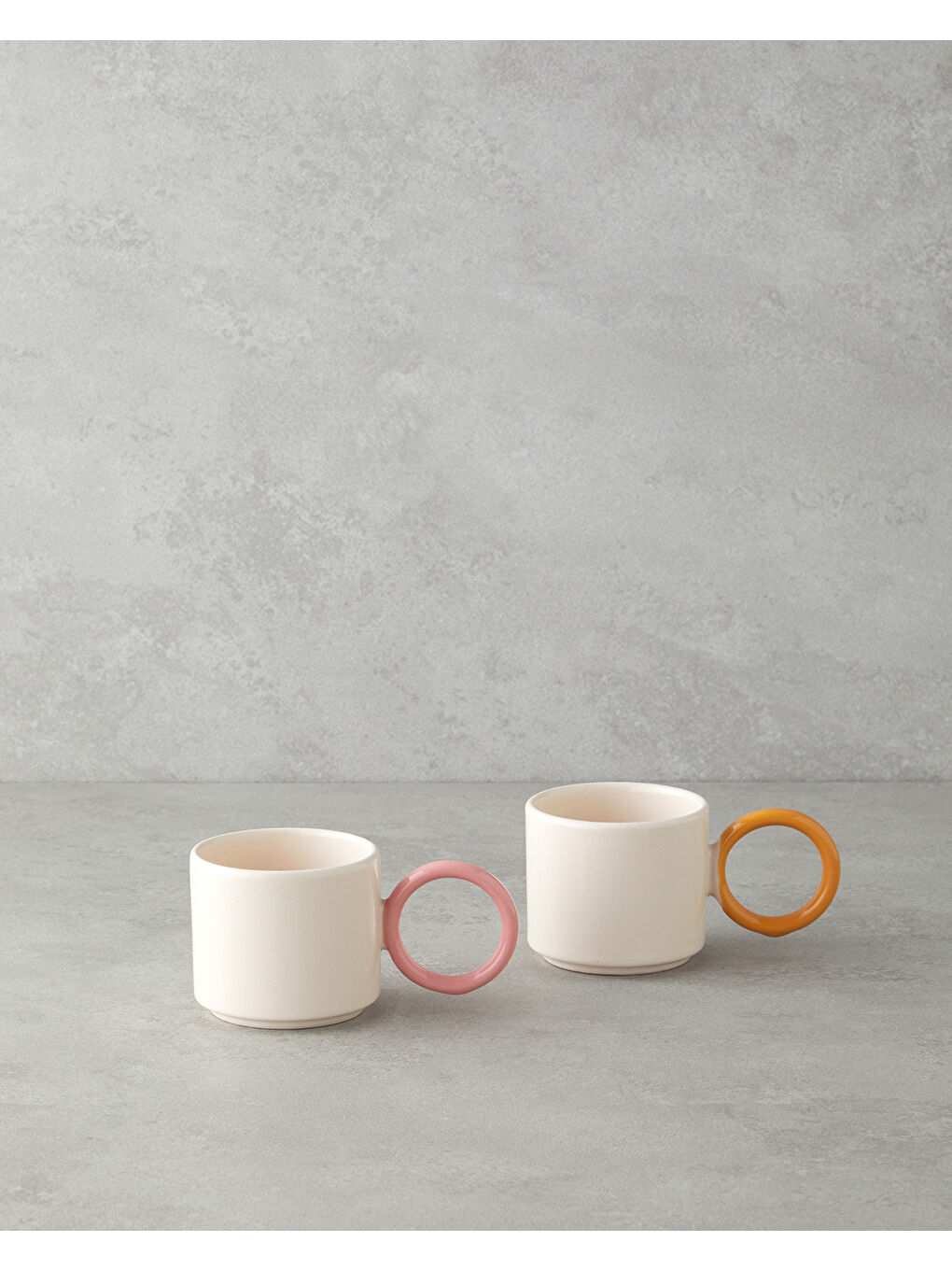 Twin Halo Seramik 2'li Kupa 184 ml Pembe - Turuncu