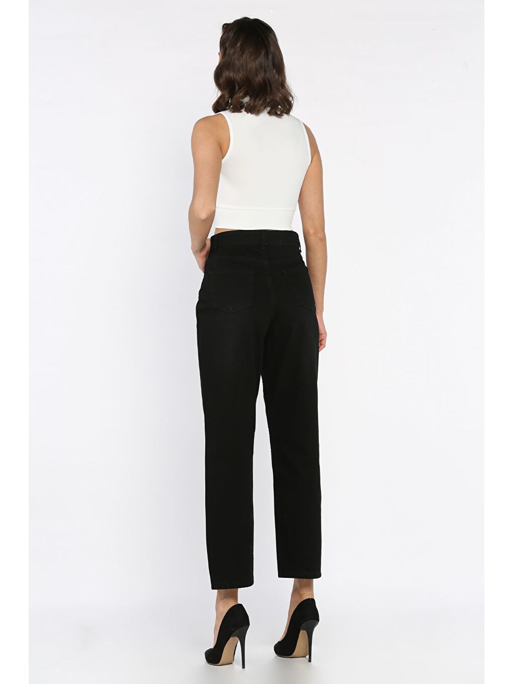 Siyah Kadın Mom Jean Jean Pantolon-2