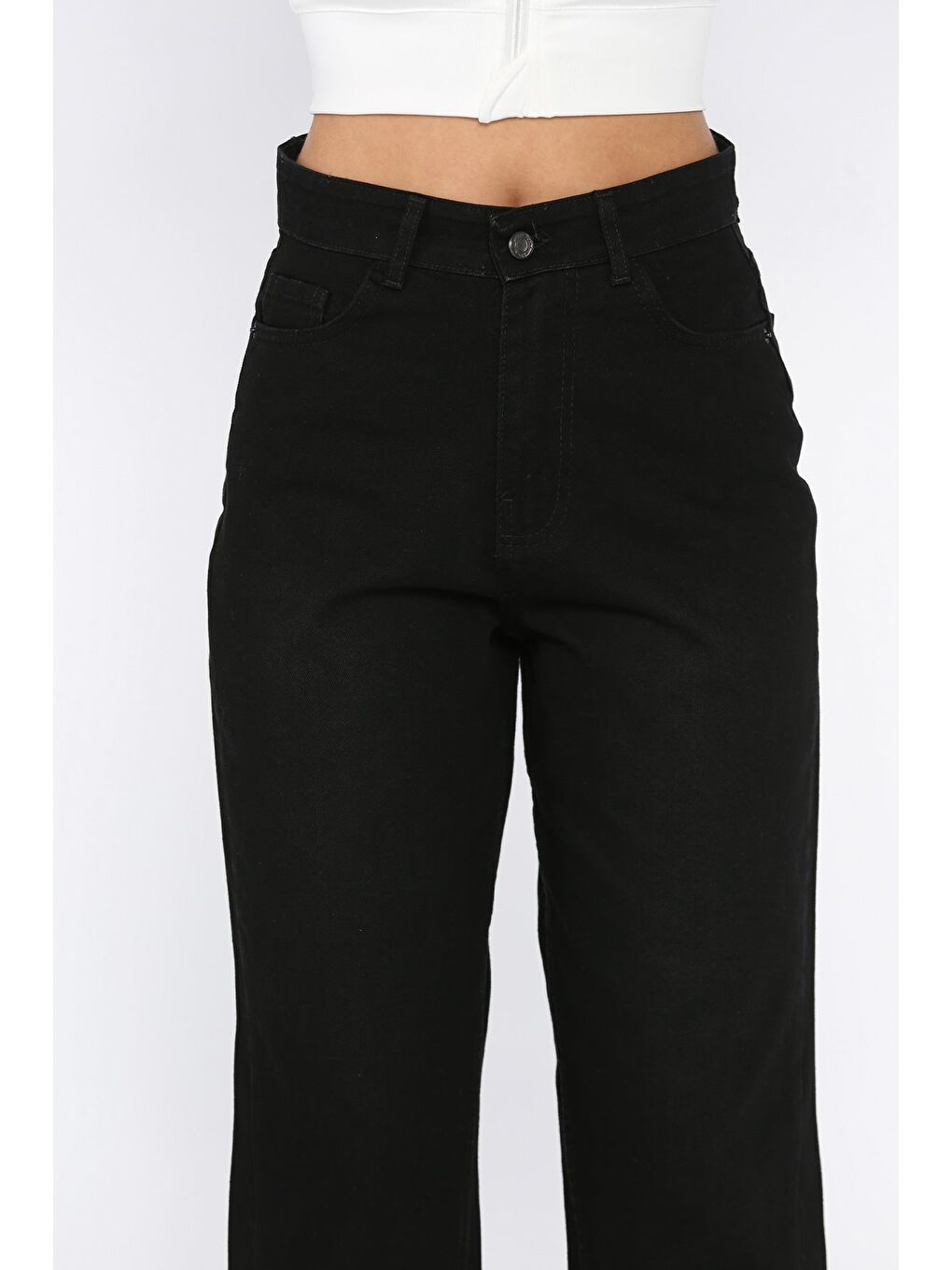 Siyah Kadın Mom Jean Jean Pantolon-3