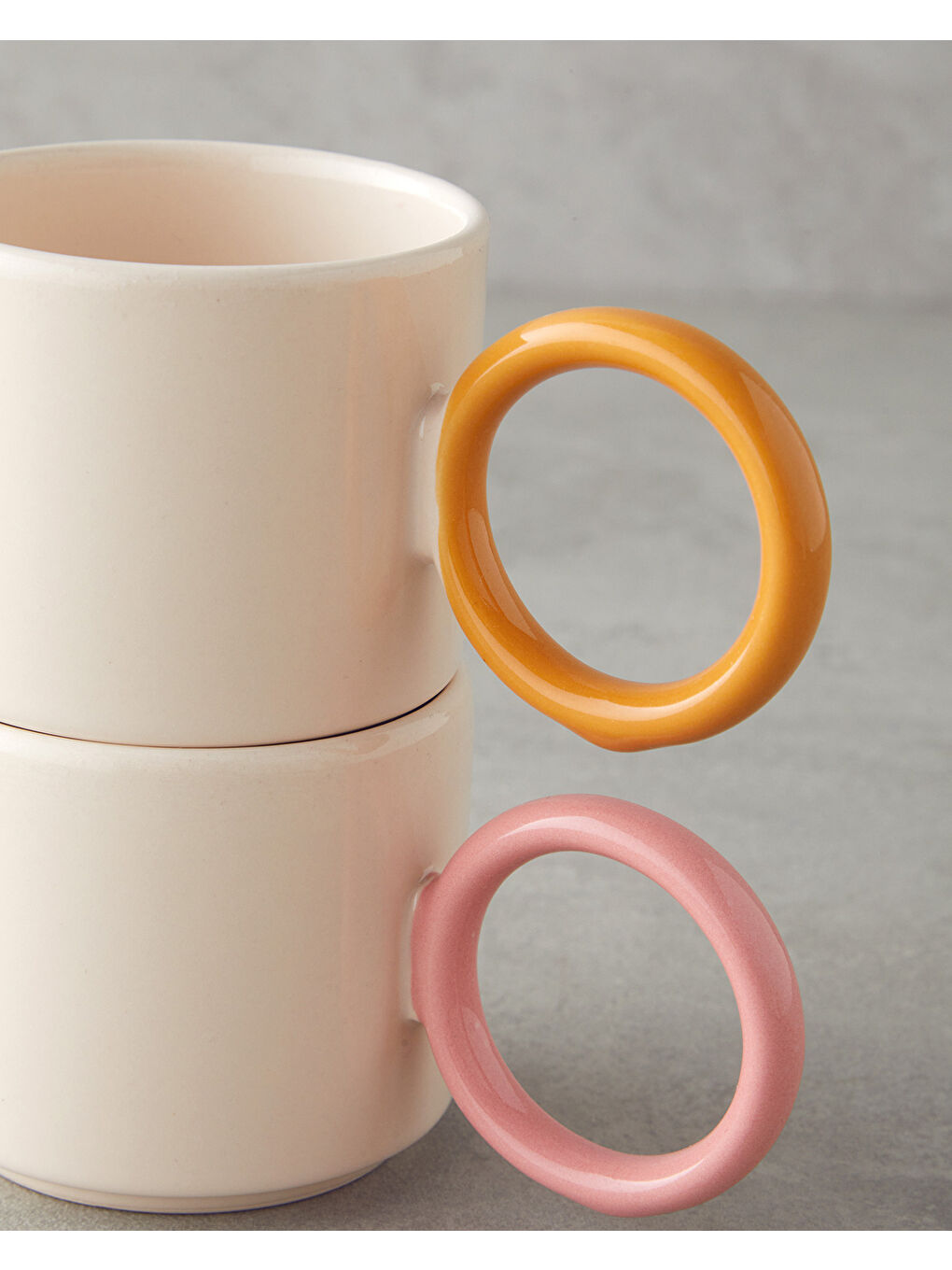 Twin Halo Seramik 2'li Kupa 184 ml Pembe - Turuncu-2