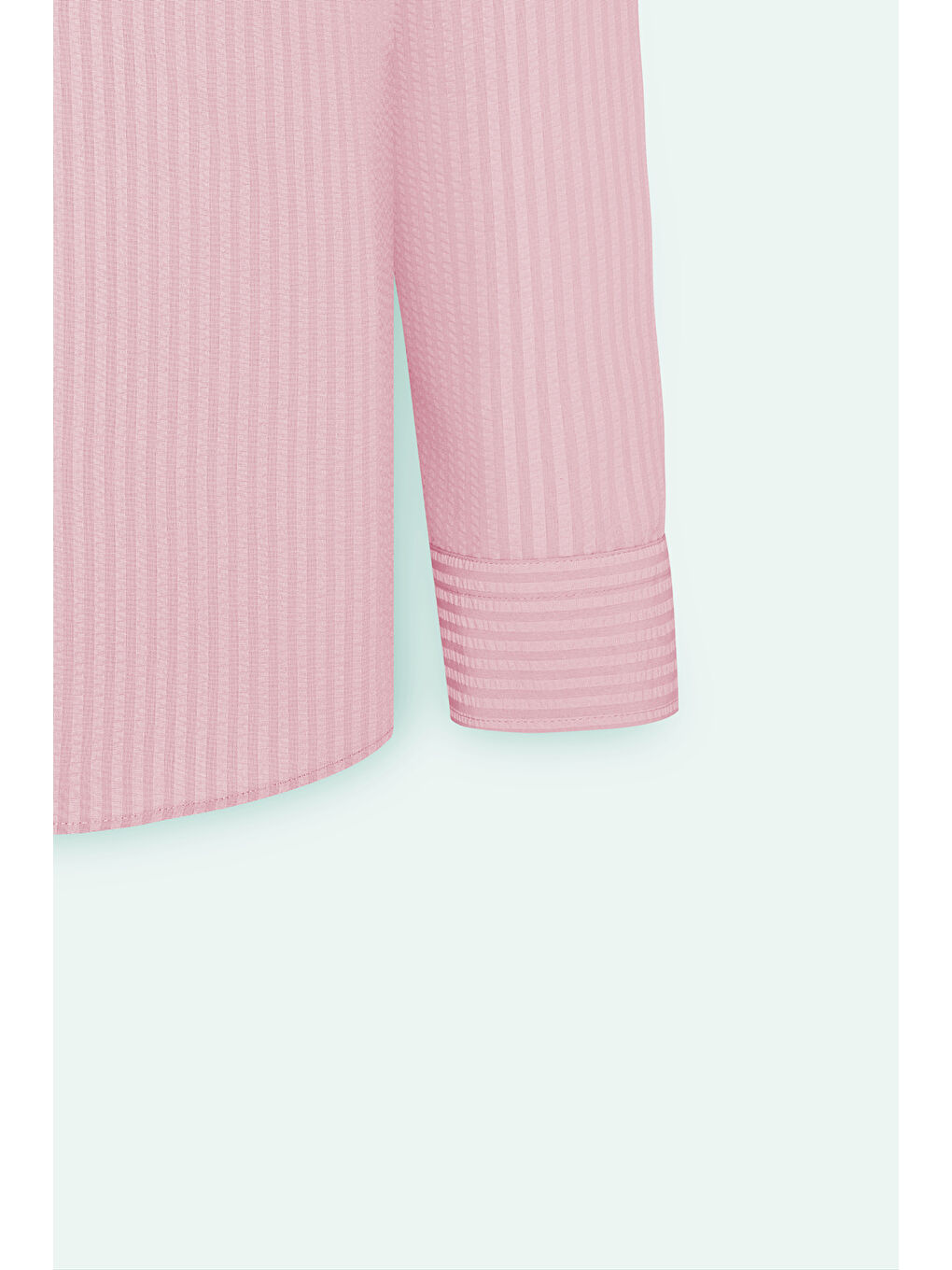 Erkek Pembe Slim Fit Dar Kesim Gofre Desenli Düğmeli Yaka Hafif Kumaş Gömlek-8